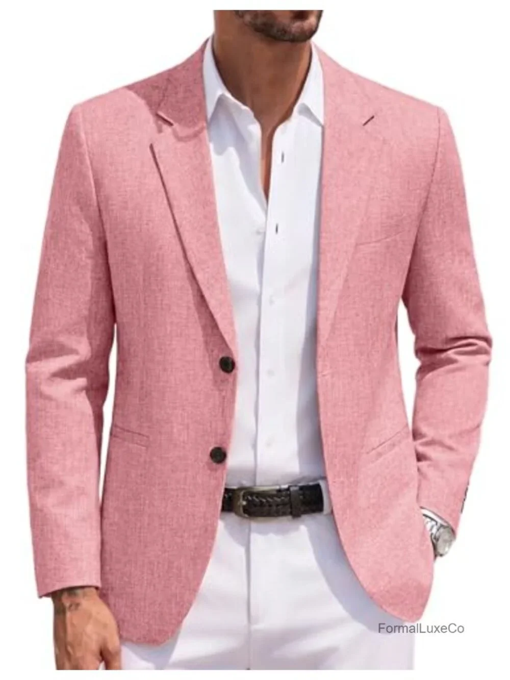 Men's Casual Blazer Two Button Sport Coat Lightweight Suit Jacket Linen Texture
